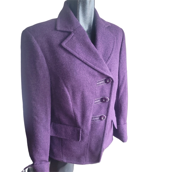 Steilmann Plum Colored Wool Blend Blazer 10 - Picture 3 of 7